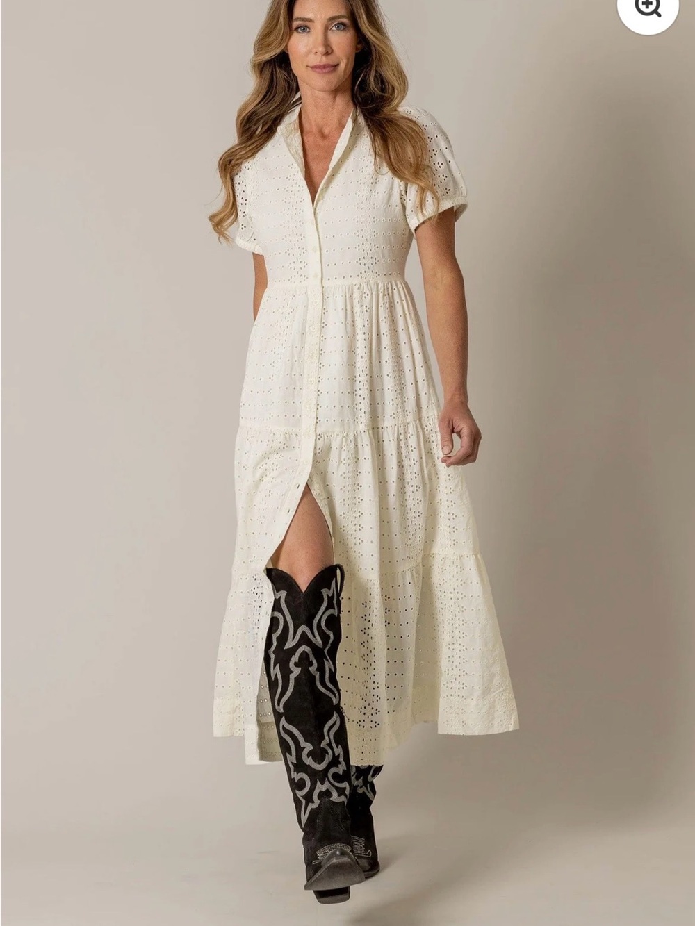 Kimes Ranch Ivory Eyelet Tiered Maxi Dress